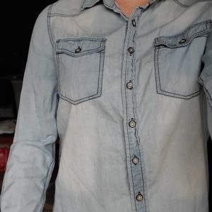 Button Up Denim Long Sleeved Shirt